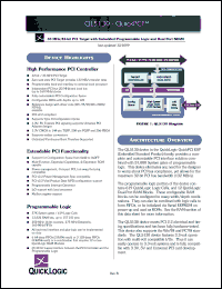 QL5130-33APF144I datasheet: 33MHz/32-bit PCI target with embedded programmable logic and dual port SRAM. QL5130-33APF144I