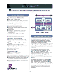 QL5232-33APQ208M datasheet: 33MHz/32-bit PCI master/target with embedded programmable logic and dual port SRAM. QL5232-33APQ208M