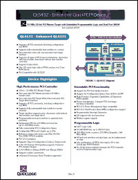 QL5432-33APB456I datasheet: 33MHz/32-bit PCI master/target with embedded programmable logic and dual port SRAM. QL5432-33APB456I