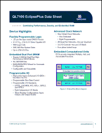 QL7100-7PT208C datasheet: Combining performance, density and embedded RAM. QL7100-7PT208C