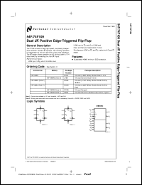 54F109DC datasheet: Dual JK (Note: Overbar Over the K) Positive Edge-Triggered Flip-Flop 54F109DC