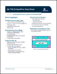 QL7160-5PT208C datasheet: Combining performance, density and embedded RAM. QL7160-5PT208C