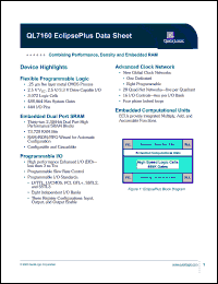 QL7160-4PS484C datasheet: Combining performance, density and embedded RAM. QL7160-4PS484C
