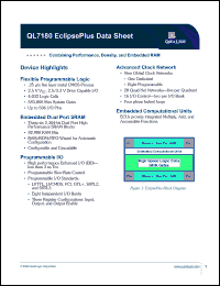 QL7180-4PT208I datasheet: Combining performance, density and embedded RAM. QL7180-4PT208I
