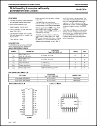 74ABT834D datasheet: 5.5 V, octal inverting transceiver with parity generator/checker 74ABT834D