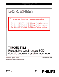 74HC/HCT162 datasheet: Presettable synchronous BCD decade counter; synchronous reset 74HC/HCT162