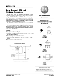 MC33275D-3.3R2 datasheet: Low Dropout 300mA Voltage Regulator MC33275D-3.3R2