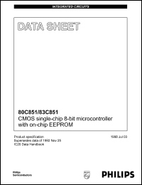 P80C851FBB datasheet: 1.2-16 MHz, CMOS single-chip 8-bit microcontroller with on-chip EEPROM P80C851FBB