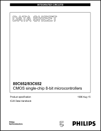 P80C652FHBB datasheet: 16 MHz, CMOS single-chip 8-bit microcontroller P80C652FHBB