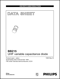 BB215 datasheet: 30 V, UHF variable capacitance diode BB215