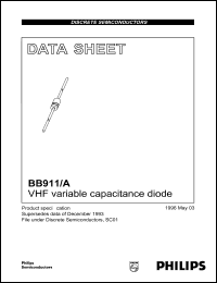 BB911/A datasheet: 30 V, VHF variable capacitance diode BB911/A