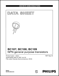 BC109 datasheet: 30 V, NPN general purpose transistor BC109