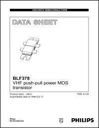 BLF378 datasheet: 110 V, VHF push-pull power MOS transistor BLF378