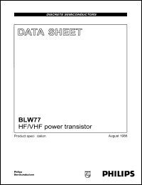 BLW77 datasheet: 70 V, VHF power transistor BLW77