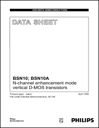 BSN10 datasheet: 50 V, N-channel  enhancement mode vertical D-MOS transistor BSN10