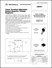 LM337BD2T datasheet: Three-Terminal Adjustable Output Negative Voltage Regulator LM337BD2T