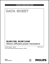 BUW13AW datasheet: 1000 V, silicon diffused power transistor BUW13AW