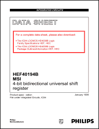 HEF40194BT datasheet: 4-bit bidirectional universal shift register HEF40194BT