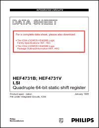 HEF4731VP datasheet: Quadruple 64-bit static shift register HEF4731VP