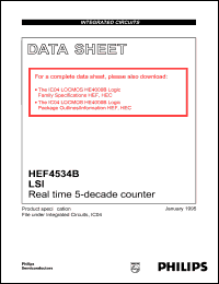 HEF4534BT datasheet: Real time 5-decade counter HEF4534BT