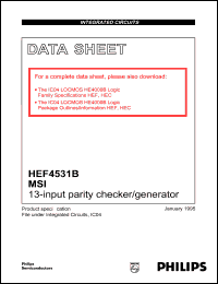 HEF4531BT datasheet: 13-input parity checker/generator HEF4531BT