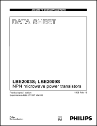LBE2009S datasheet: NPN microwave power transistor LBE2009S