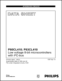 P83CL410HFT datasheet: 6 V, Low voltage 8-bit microcontroller with I2C-bus P83CL410HFT