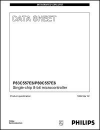 P83C557E6EFB datasheet: 3.5-16 MHz, single-chip 8-bit microcontroller P83C557E6EFB