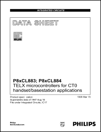 P87CL884T datasheet: 3.58 MHz, TELX microcontroller for CTO handset/basestation application P87CL884T