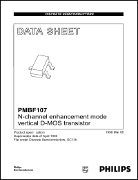 PMBF107 datasheet: 200 V, N-channel enhancement mode vertical D-MOS transistor PMBF107