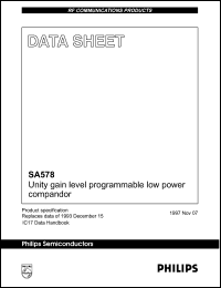 SA578D datasheet: 8 V, unity gain programmable power compandor SA578D