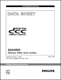 SAA2003H datasheet: 5.5 V, stereo filter and codec SAA2003H