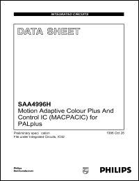 SAA4996H datasheet: 5.25 V, motion adaptive colour plus and control IC for PALplus SAA4996H