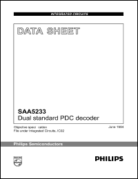 SAA5233T datasheet: 5.5 V, dual standard PDC decoder SAA5233T