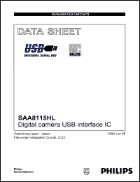SAA8115HL datasheet: 3.3 V, digital camera  USB interface IC SAA8115HL