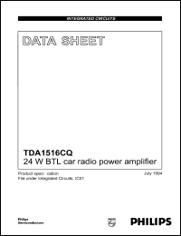 TDA1516CQ datasheet: 24 W BTL car radio power amplifier TDA1516CQ