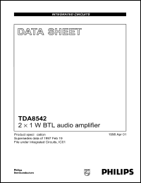 TDA8542 datasheet: 2x1 W BTL audio amplifier TDA8542