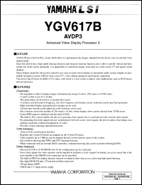 YGV617B datasheet: 5.0V; AVDP3: advanced video display processor 3 YGV617B