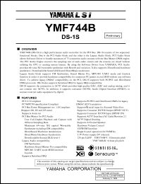 YMF744B-V datasheet: 3.3V; DS-1S: high performance audio controller for the PCI bus YMF744B-V