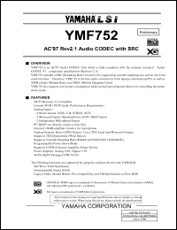 YMF752-S datasheet: 5.0/3.3V; AC97 rev2.1 audio CODEC with SRC YMF752-S