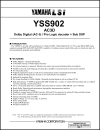 YSS902-F datasheet: 5.0/3.3V; AC3D: dolby digital (AC-3) pro logic decoder + sub DSP YSS902-F