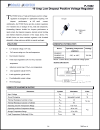 PJ1082CZ-2.5 datasheet: 7V; 10Amp low dropout positive voltage regulator PJ1082CZ-2.5