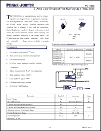 PJ1084CZ-2.5 datasheet: 12V; 5Amp low dropout positive voltage regulator PJ1084CZ-2.5