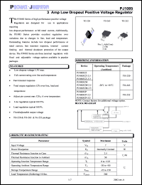 PJ1085CZ-3.3 datasheet: 7V; 3Amp low dropout positive voltage regulator PJ1085CZ-3.3