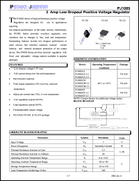 PJ1085CM-2.5 datasheet: 7V; 3Amp low dropout positive voltage regulator PJ1085CM-2.5