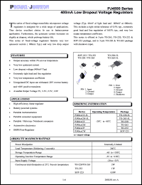 PJ4800CP datasheet: Low dropout voltage regulator. For high-efficiency linear regulator, battery powered systems, portable instrumentation, portable consumer equipment PJ4800CP