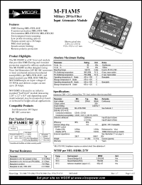 M-FIAM5H11 datasheet: 20A; military 28Vin filter input attenuator module M-FIAM5H11