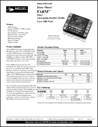 FARM1T21 datasheet: 500/750W; inputV:90-132V; outputV:250-370V; 30A; FARM: filter/autoranging rectifier module FARM1T21