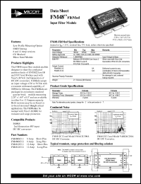 FM4812C11 datasheet: 12A; inputV:48V; FM48: filtmod input filter module FM4812C11