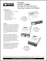 PM3.3-50150 datasheet: OutputV:3.3Vdc; inputV:85-264V; 50W; LoPAC family: PFC mini power factor corrected, AC-DC switcher PM3.3-50150